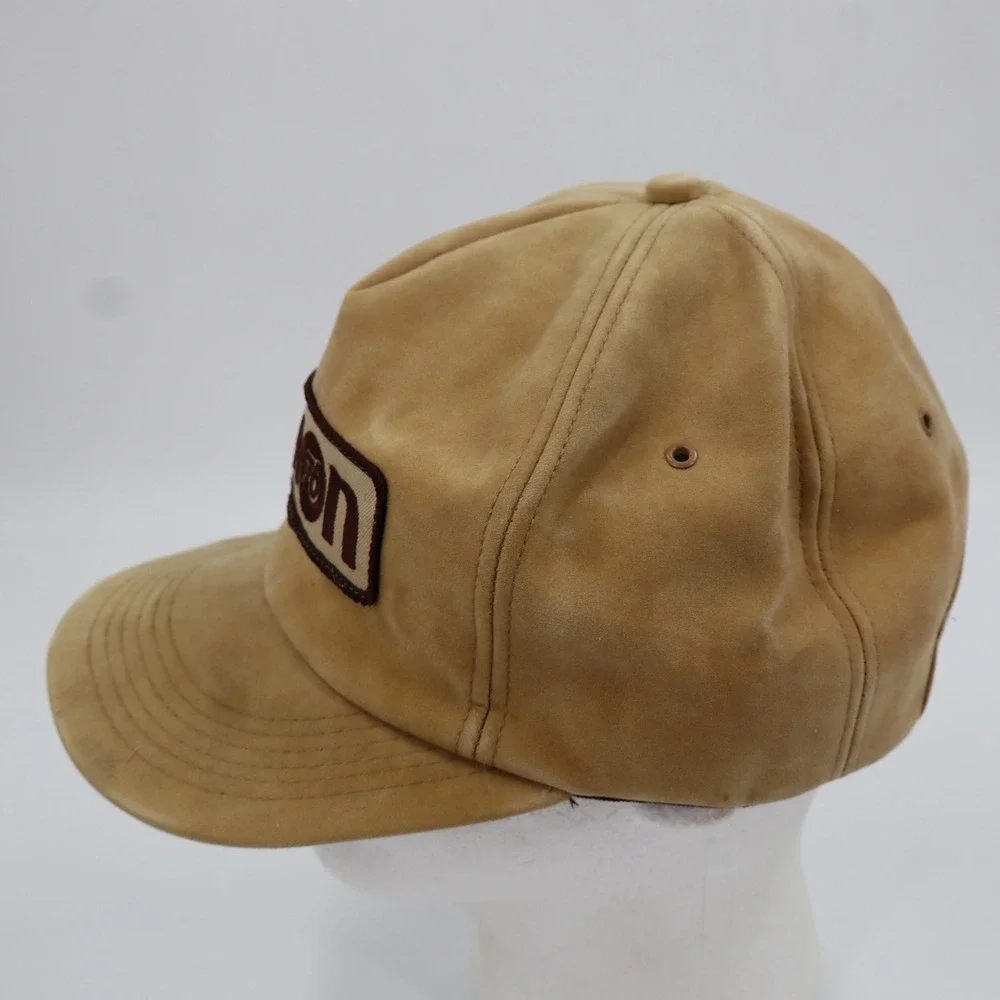 Rare Vintage Union 76 Gas Station Trucker Hat‎ Snapback Tan Faux Suede Patch Cap